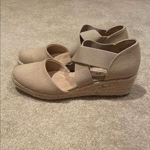 Beige Espadrille Wedge Sandals